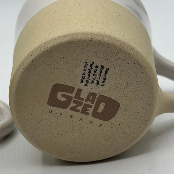 Anthropologie Glazed Garage Pier Stoneware Set of 2 Mugs Tan and White NWT - Picture 7 of 9